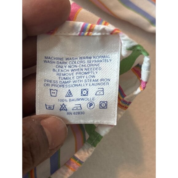 Lands End Mens Multicolor Striped Button-Down Shirt Size 16 1/2 36-37 tall - Picture 9 of 11